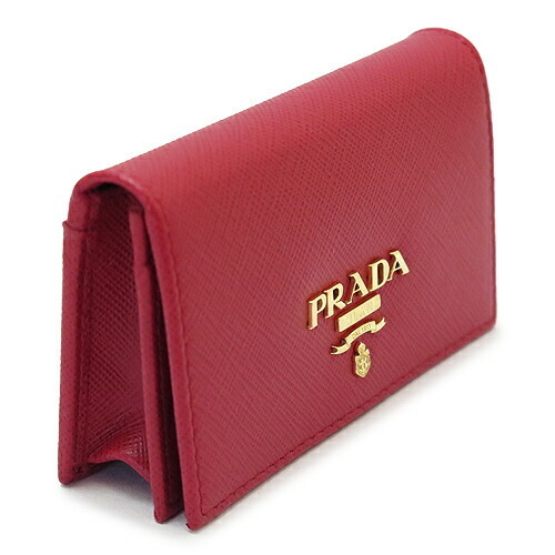 Prada Saffiano Red Card Holder Metal Prada Saffiano Red Card Holder Metal